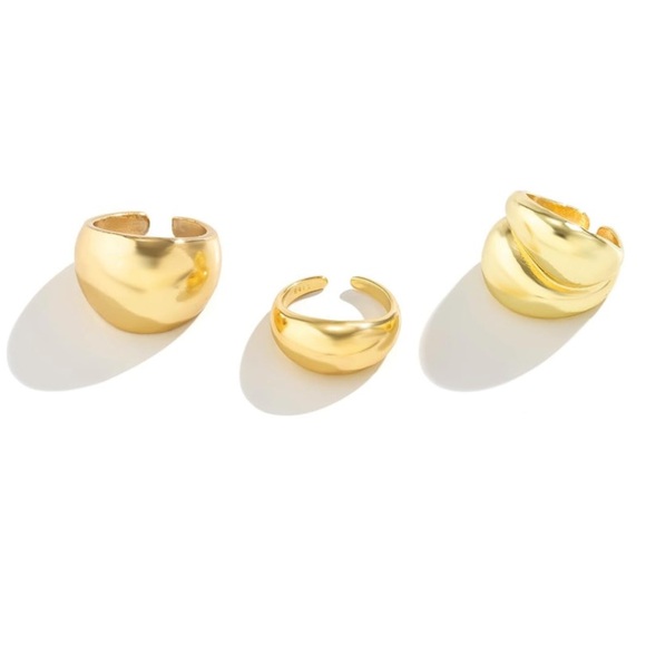 Rings Set - Gold Adjustable Thick Rings - Picture 5 of 5